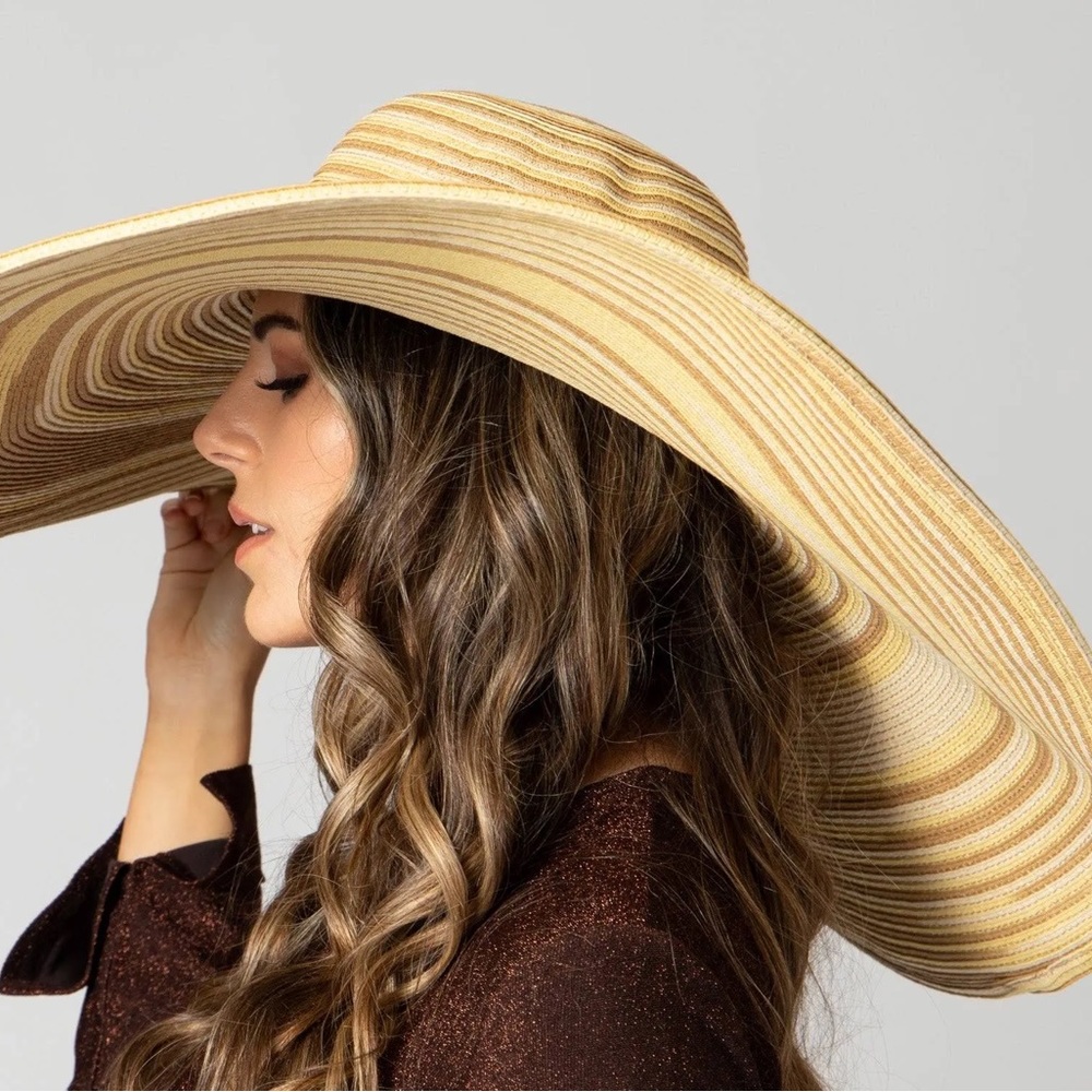 HPπ New San Diego Hat Company Free People Floppy Straw Wide Brim Tan Adjustable - Picture 9 of 9